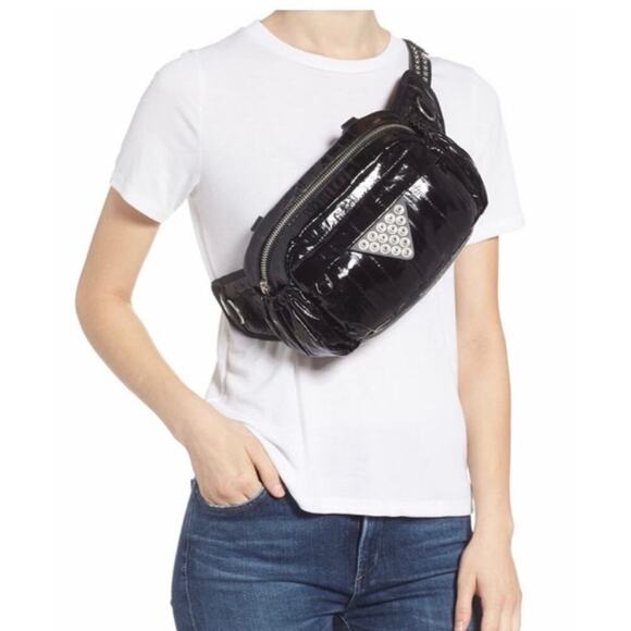 Alexander Wang Handbags - Alexander Wang Neo Patent Black Glossy Eelskin Leather Waist Crossbody Bag